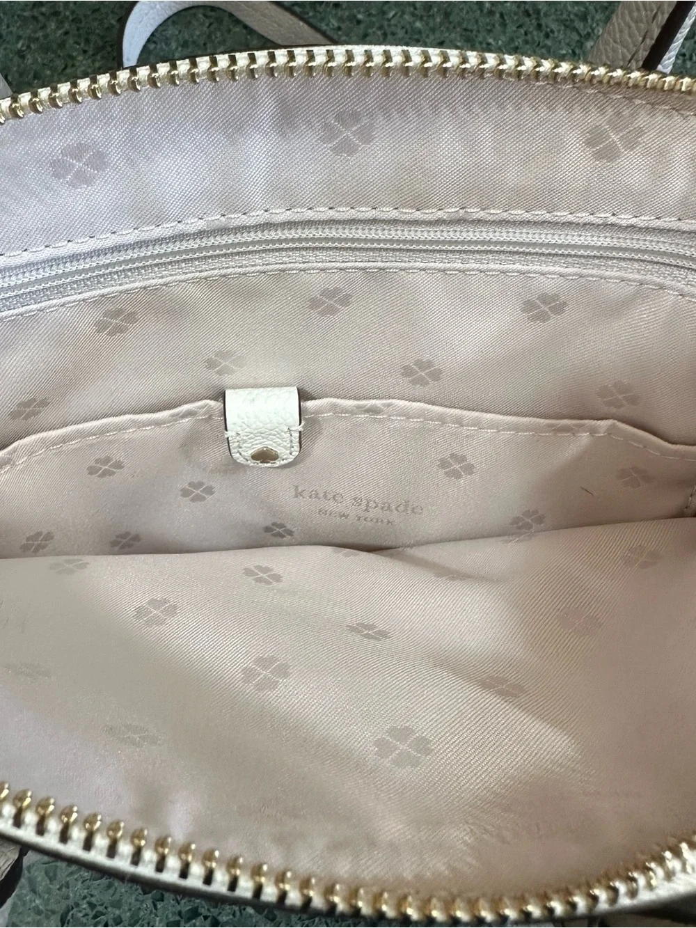 Kate Spade Margaux Medium Pebbled Cloud Mist Leather Satchel Gray Accents